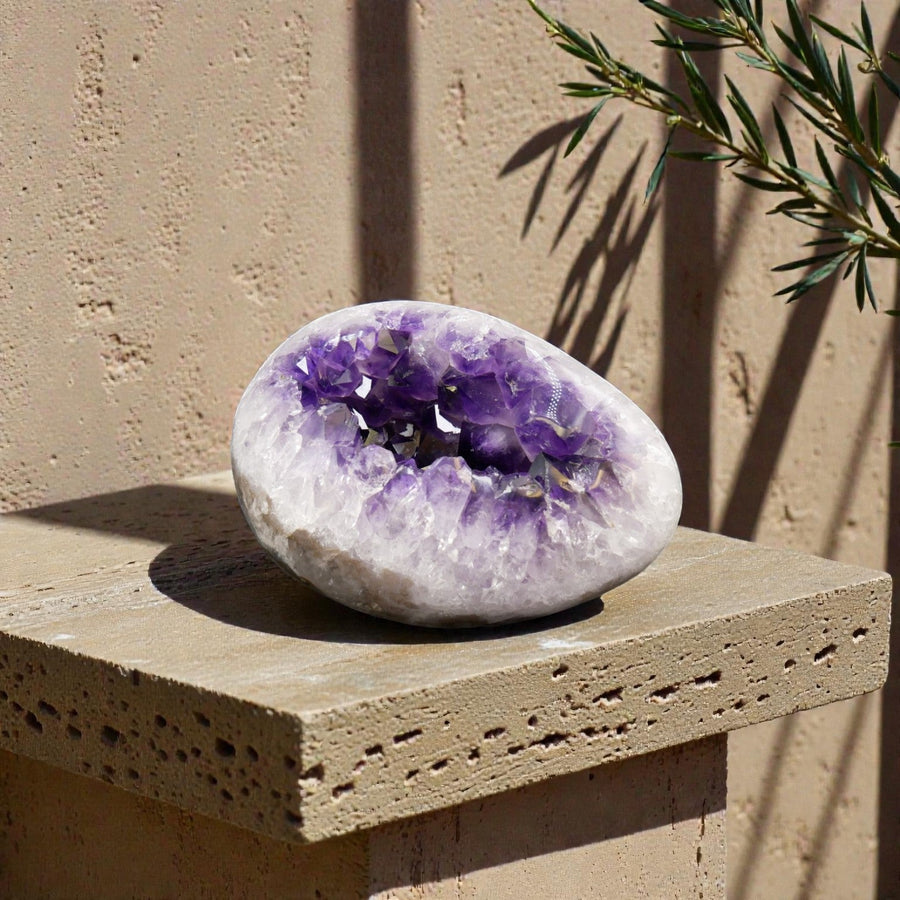 Amethyst Crystal Egg - Deep Violet Geode 3 lb
