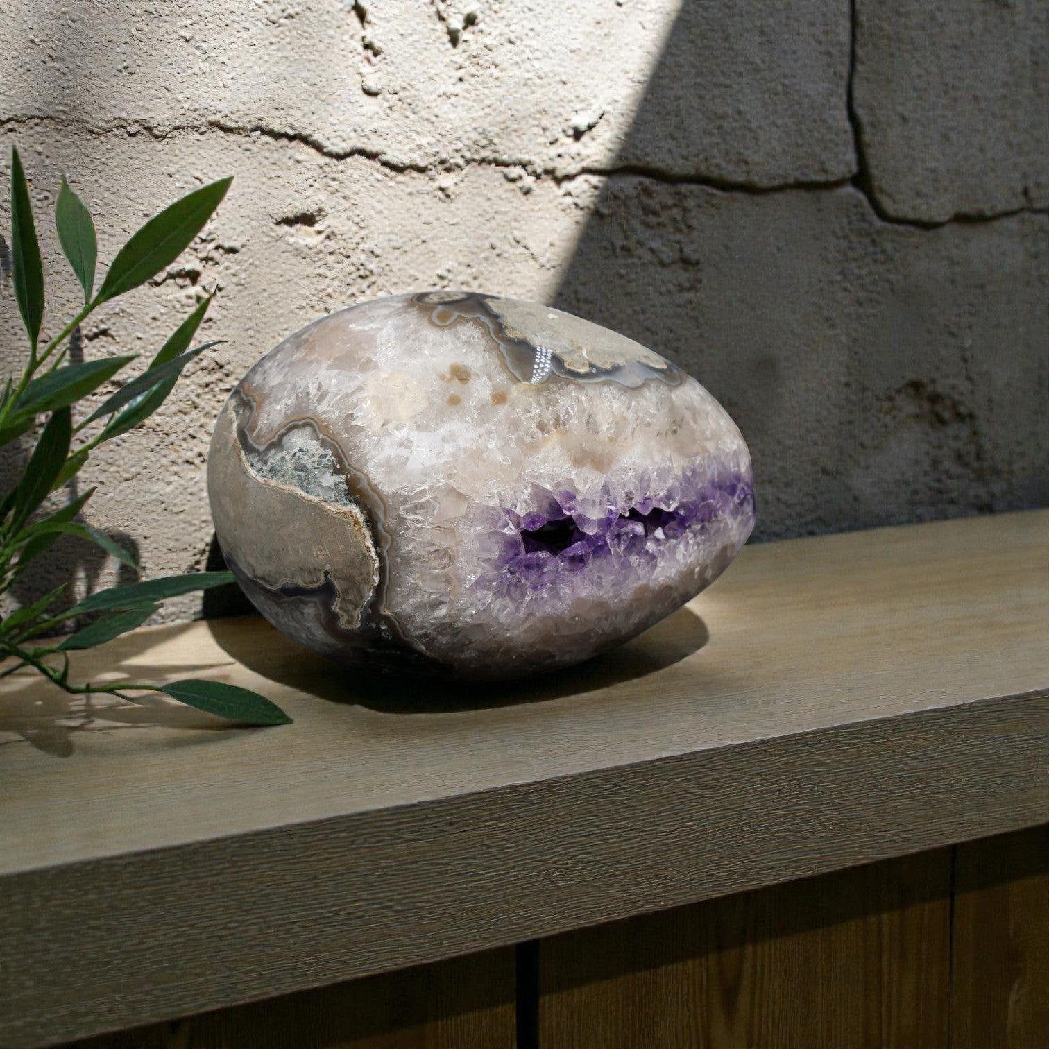 Large Uruguayan Amethyst Geode Egg - Natural Crystal Statement Decor | 3.15 lb