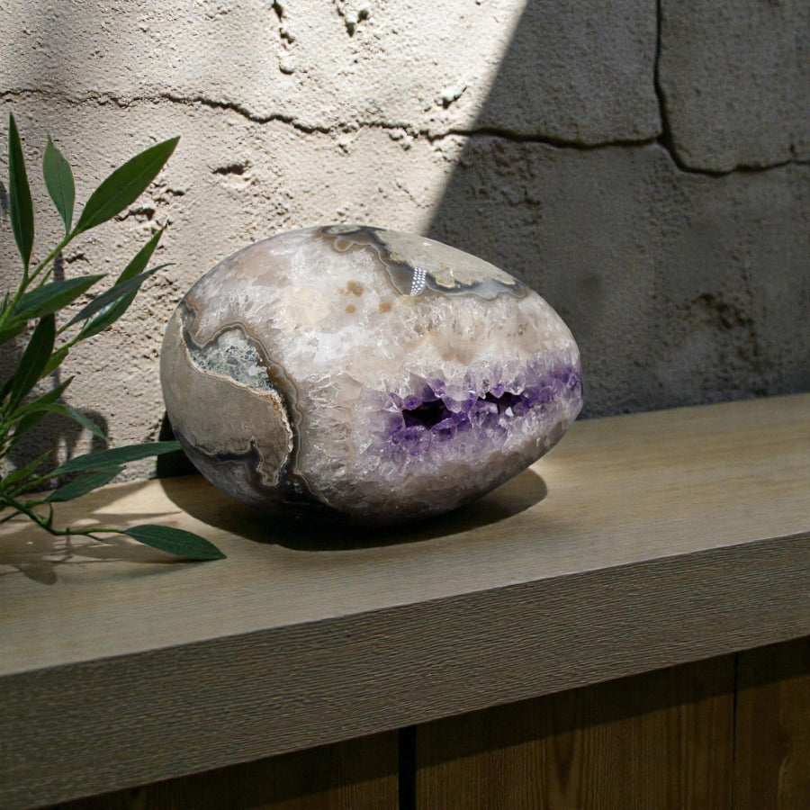 Large Uruguayan Amethyst Geode Egg - Natural Crystal Statement Decor | 3.15 lb