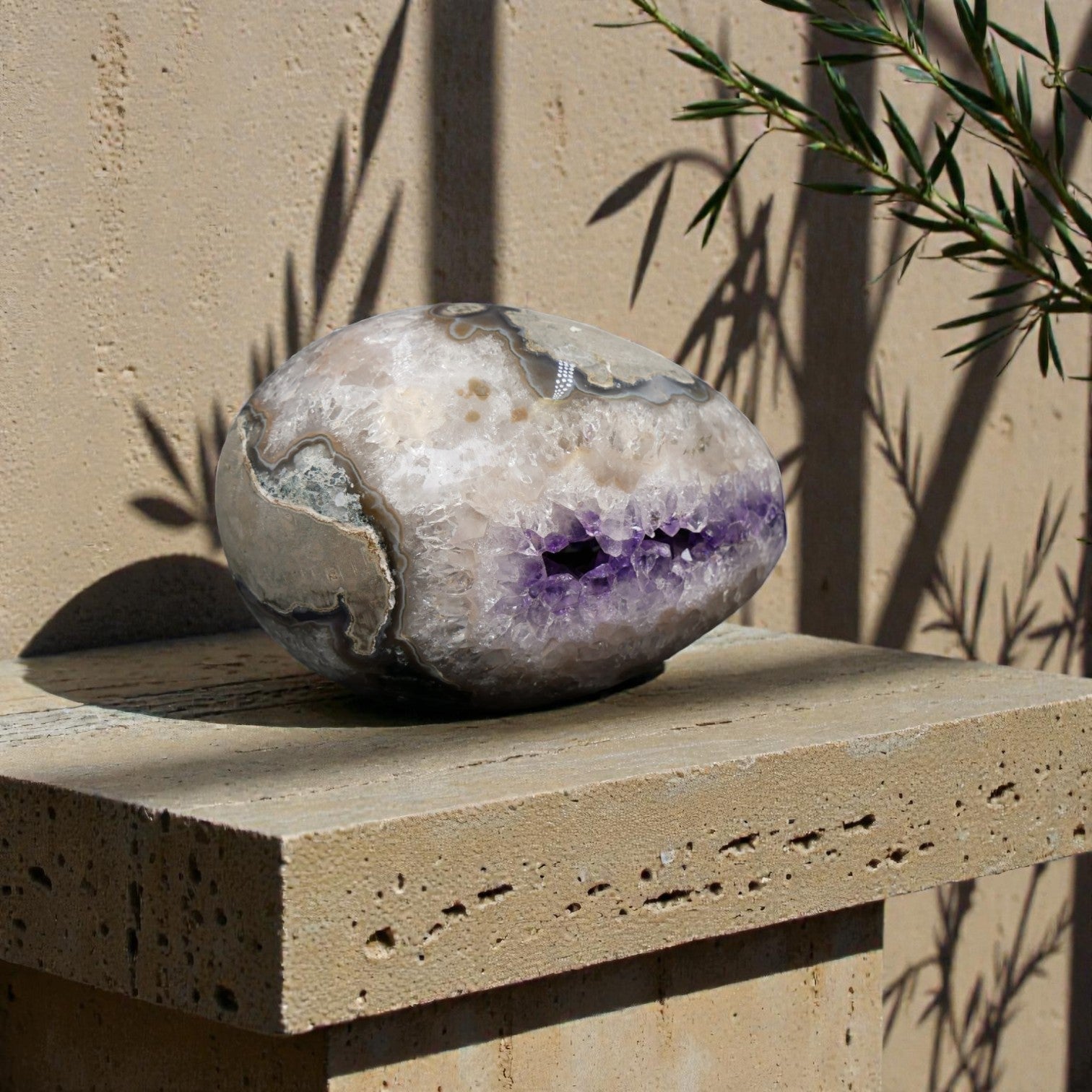 Large Uruguayan Amethyst Geode Egg - Natural Crystal Statement Decor | 3.15 lb