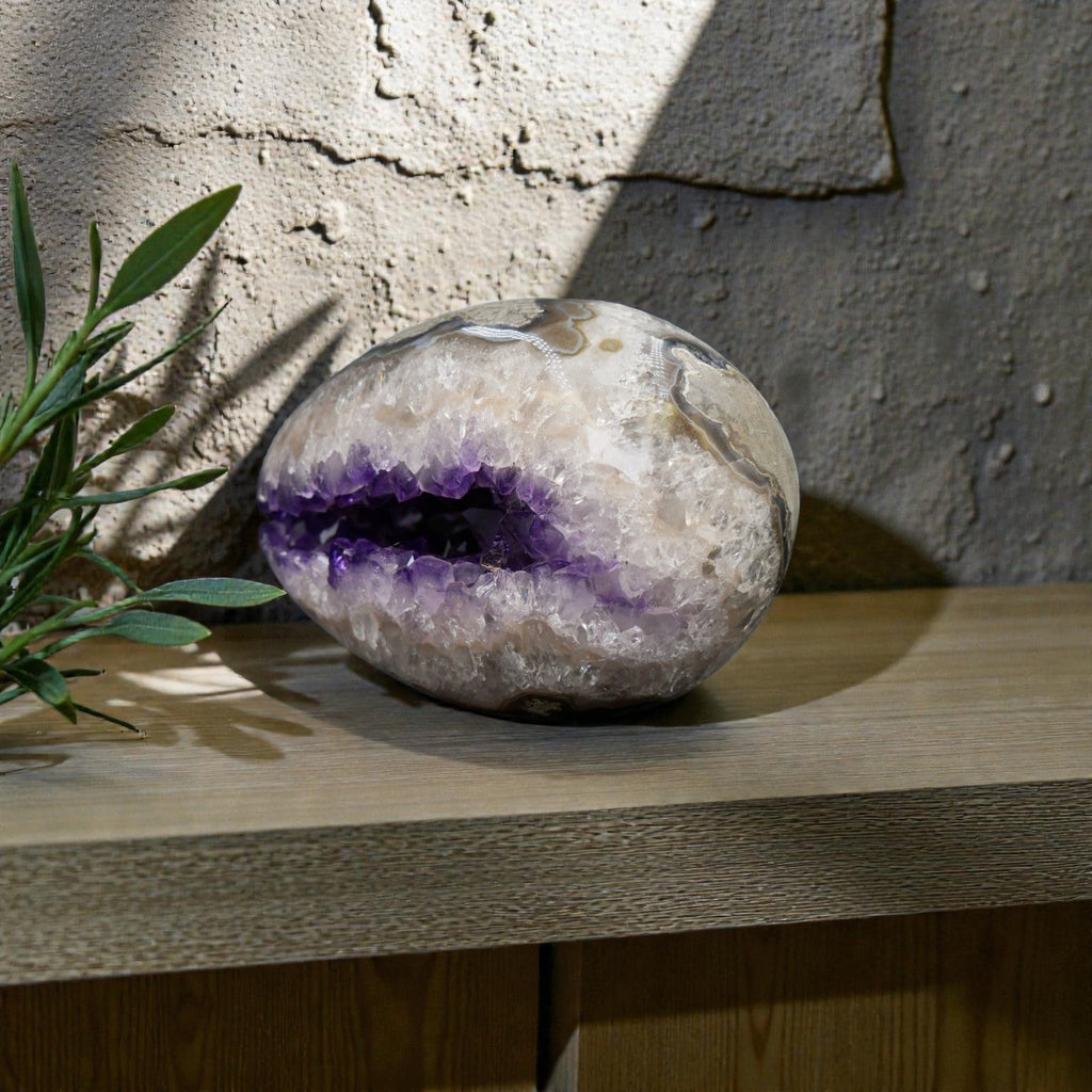 Large Uruguayan Amethyst Geode Egg - Natural Crystal Statement Decor | 3.15 lb