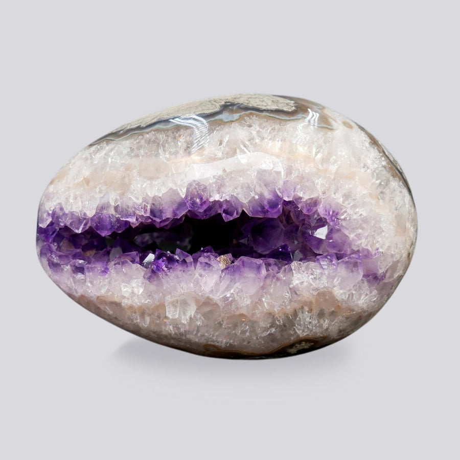 Large Uruguayan Amethyst Geode Egg - Natural Crystal Statement Decor | 3.15 lb