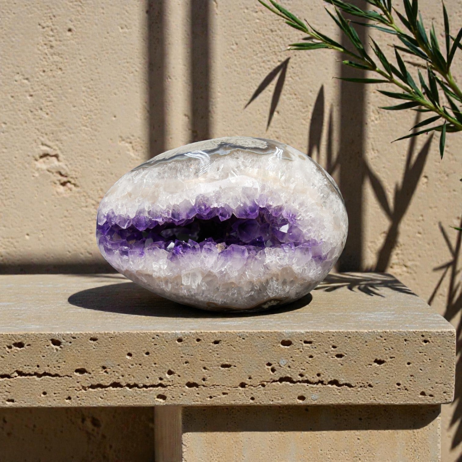 Large Uruguayan Amethyst Geode Egg - Natural Crystal Statement Decor | 3.15 lb