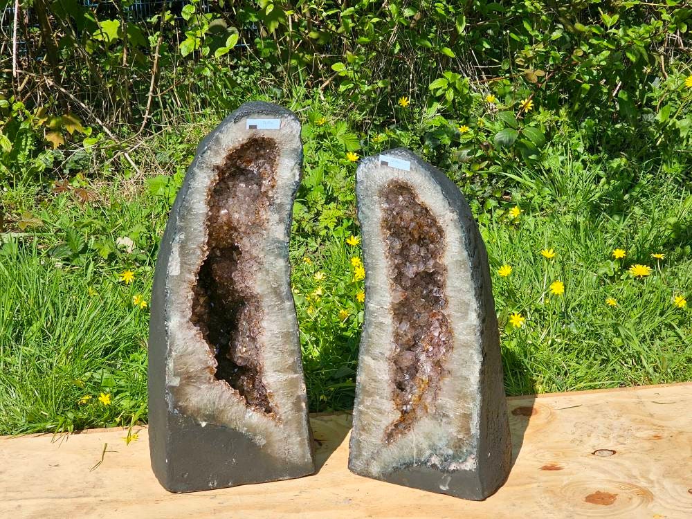 Large Brazilian Amethyst Crystal Church Pair
