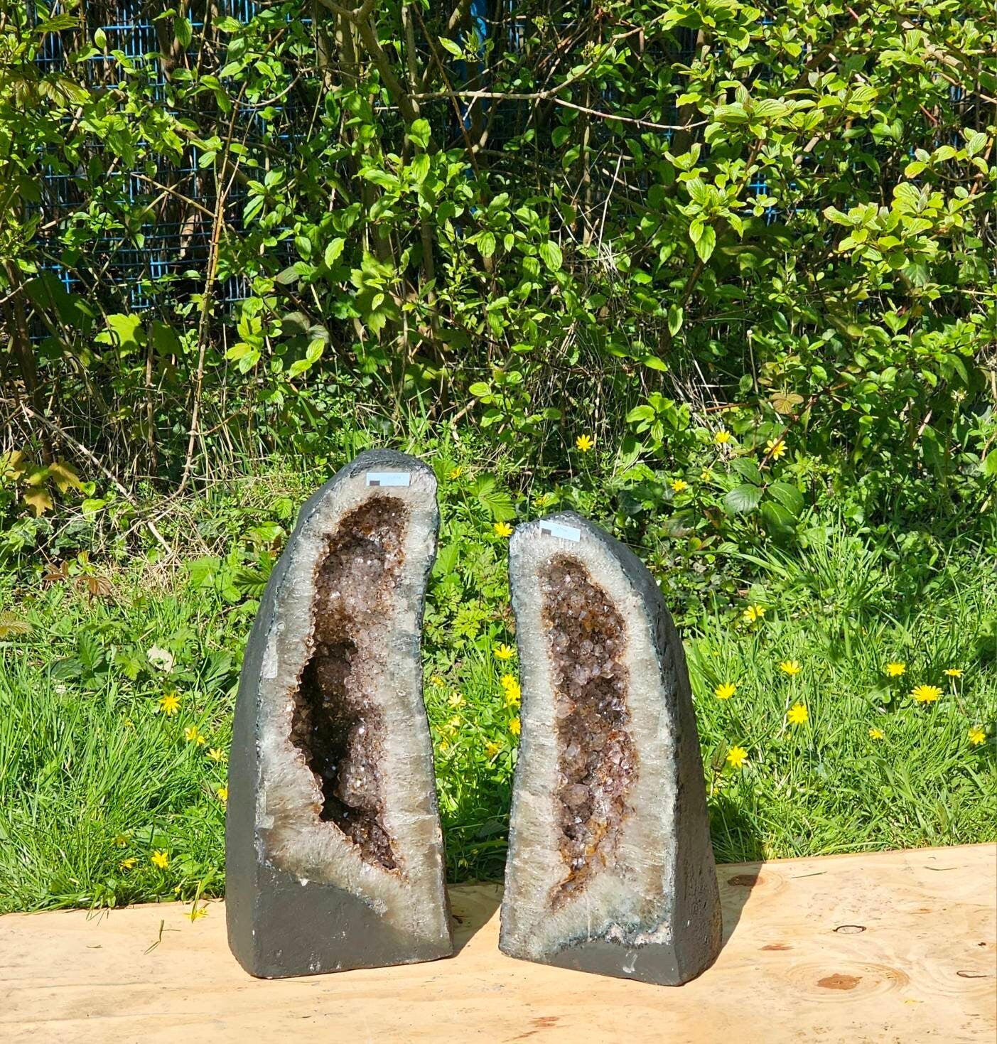 Large Brazilian Amethyst Crystal Church Pair