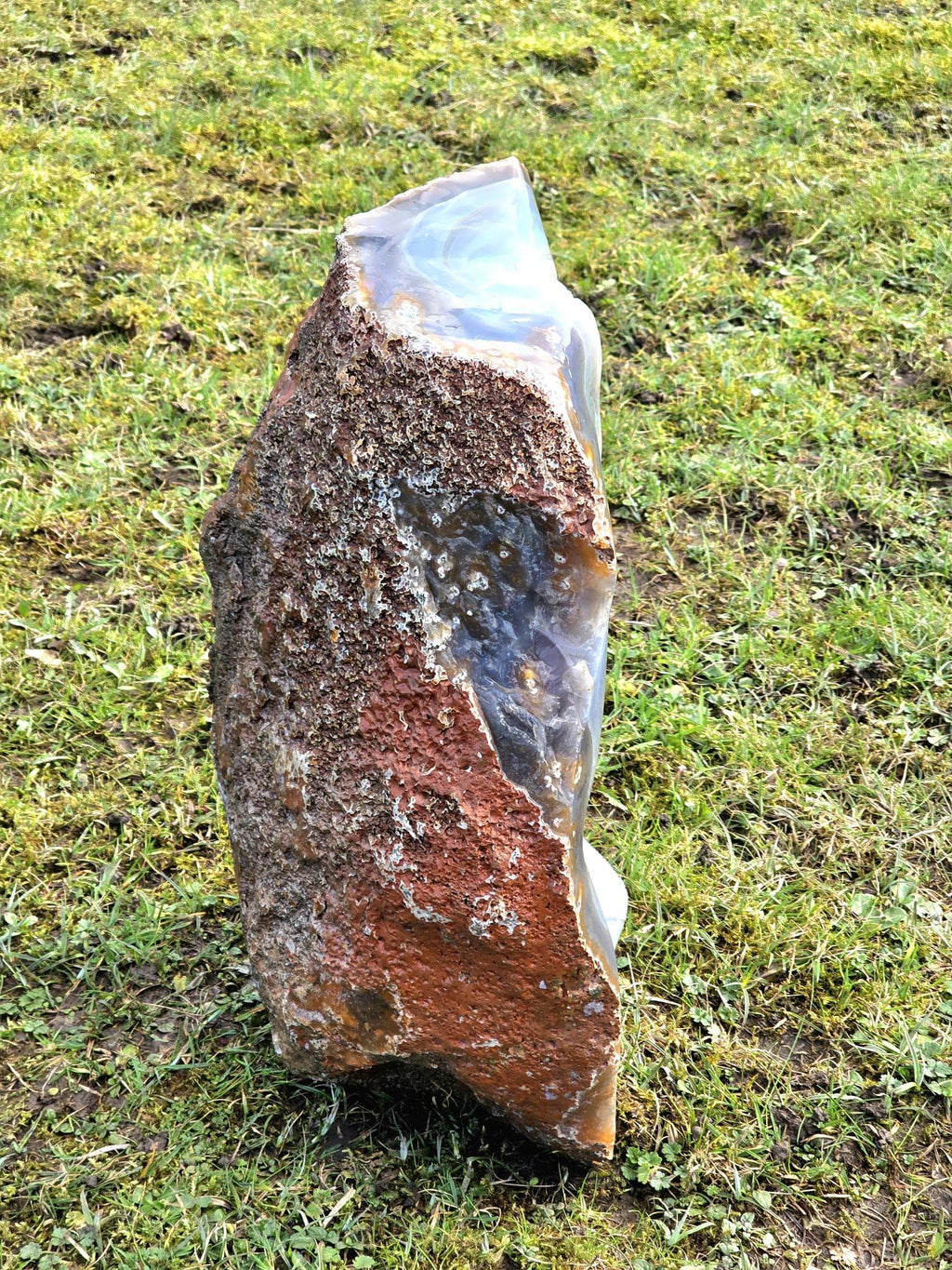 Large Blue Agate Crystal Geode 29.5kg - Polished Natural Madagascar Druze Agate Crystal Display