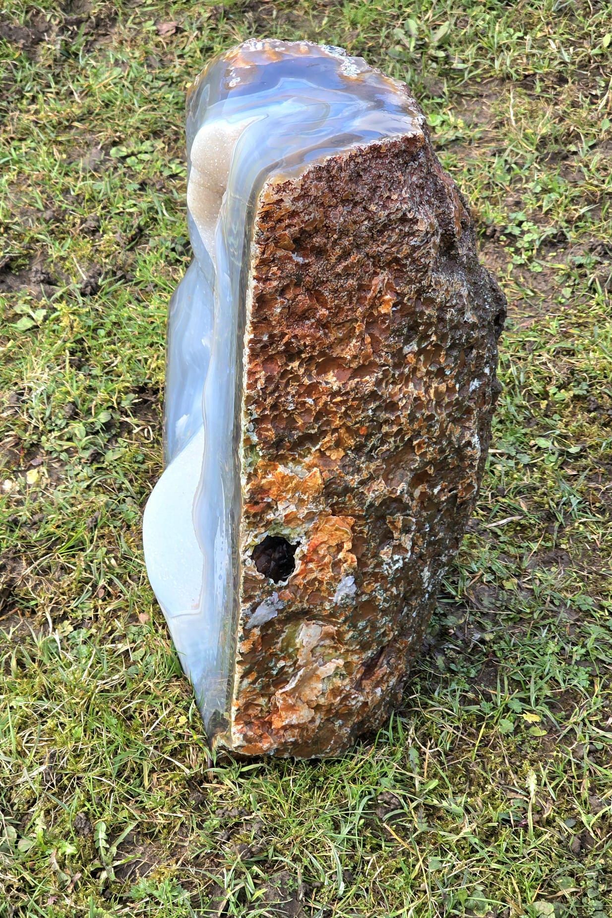 Large Blue Agate Crystal Geode 29.5kg - Polished Natural Madagascar Druze Agate Crystal Display