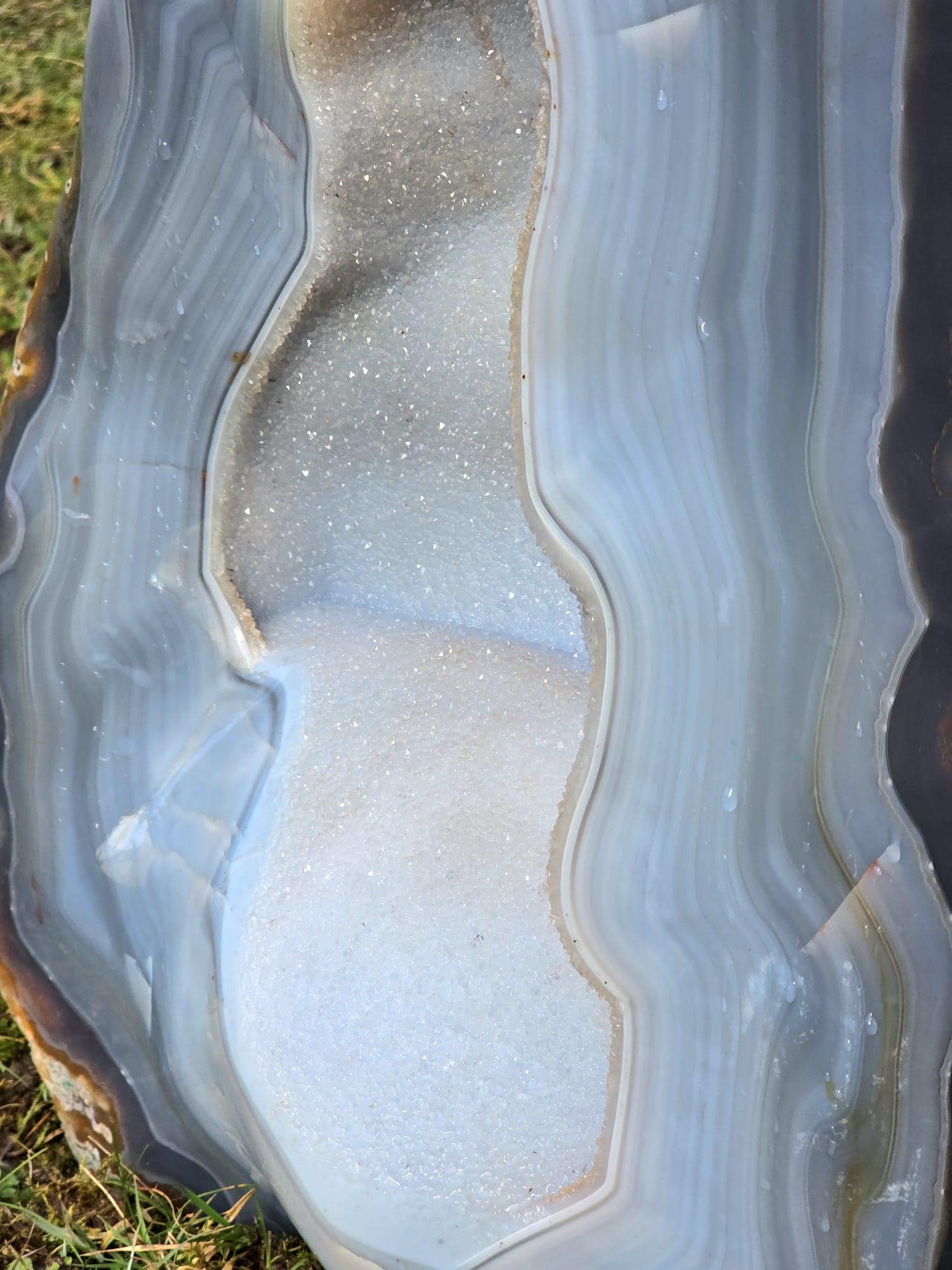 Large Blue Agate Crystal Geode 29.5kg - Polished Natural Madagascar Druze Agate Crystal Display
