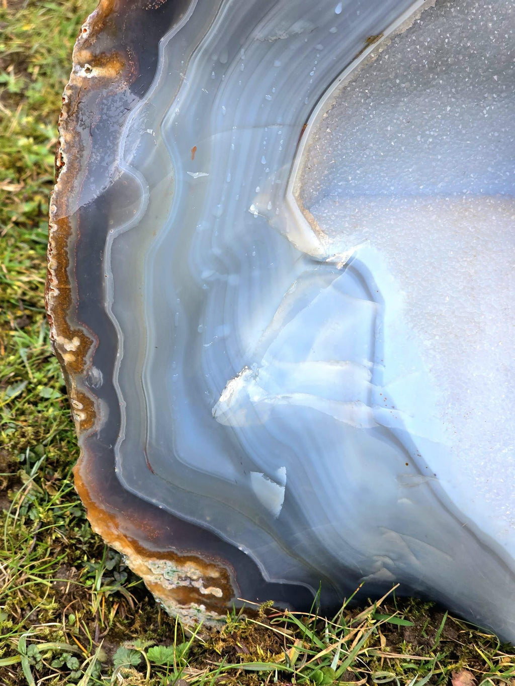 Large Blue Agate Crystal Geode 29.5kg - Polished Natural Madagascar Druze Agate Crystal Display