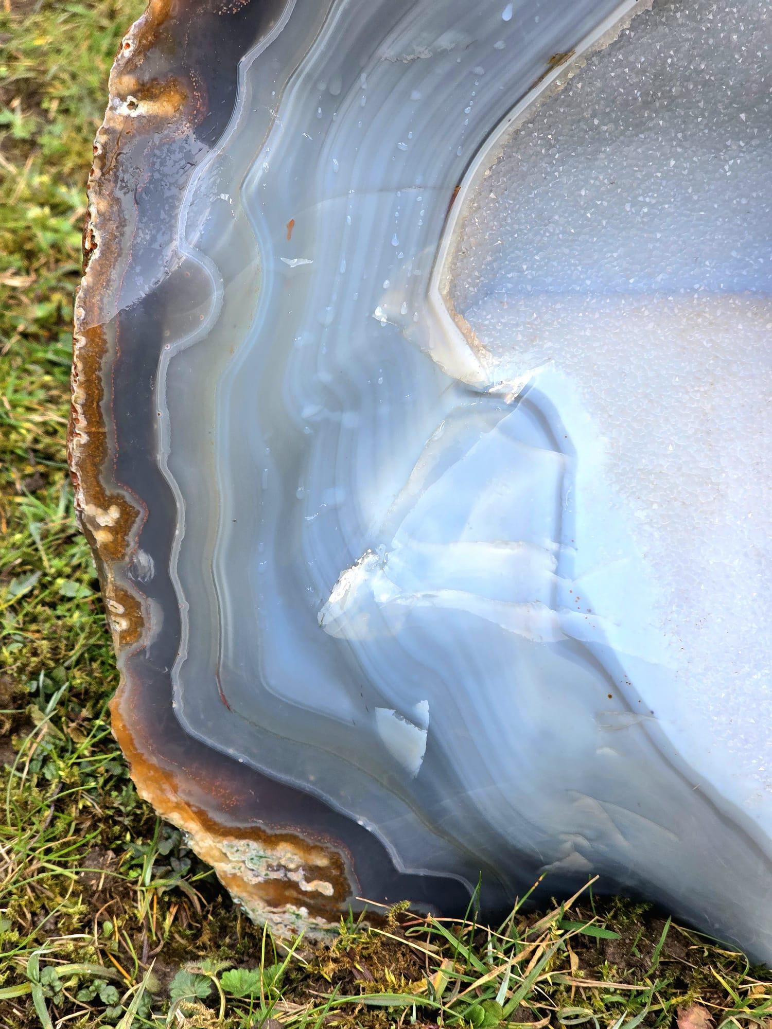 Large Blue Agate Crystal Geode 29.5kg - Polished Natural Madagascar Druze Agate Crystal Display