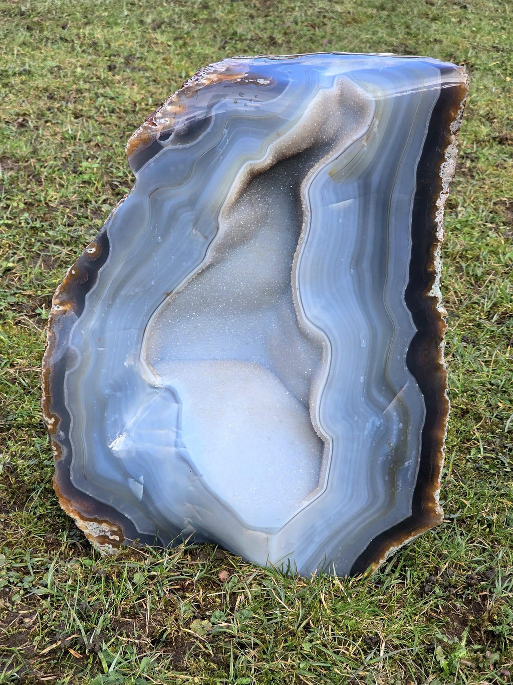 Large Blue Agate Crystal Geode 29.5kg - Polished Natural Madagascar Druze Agate Crystal Display