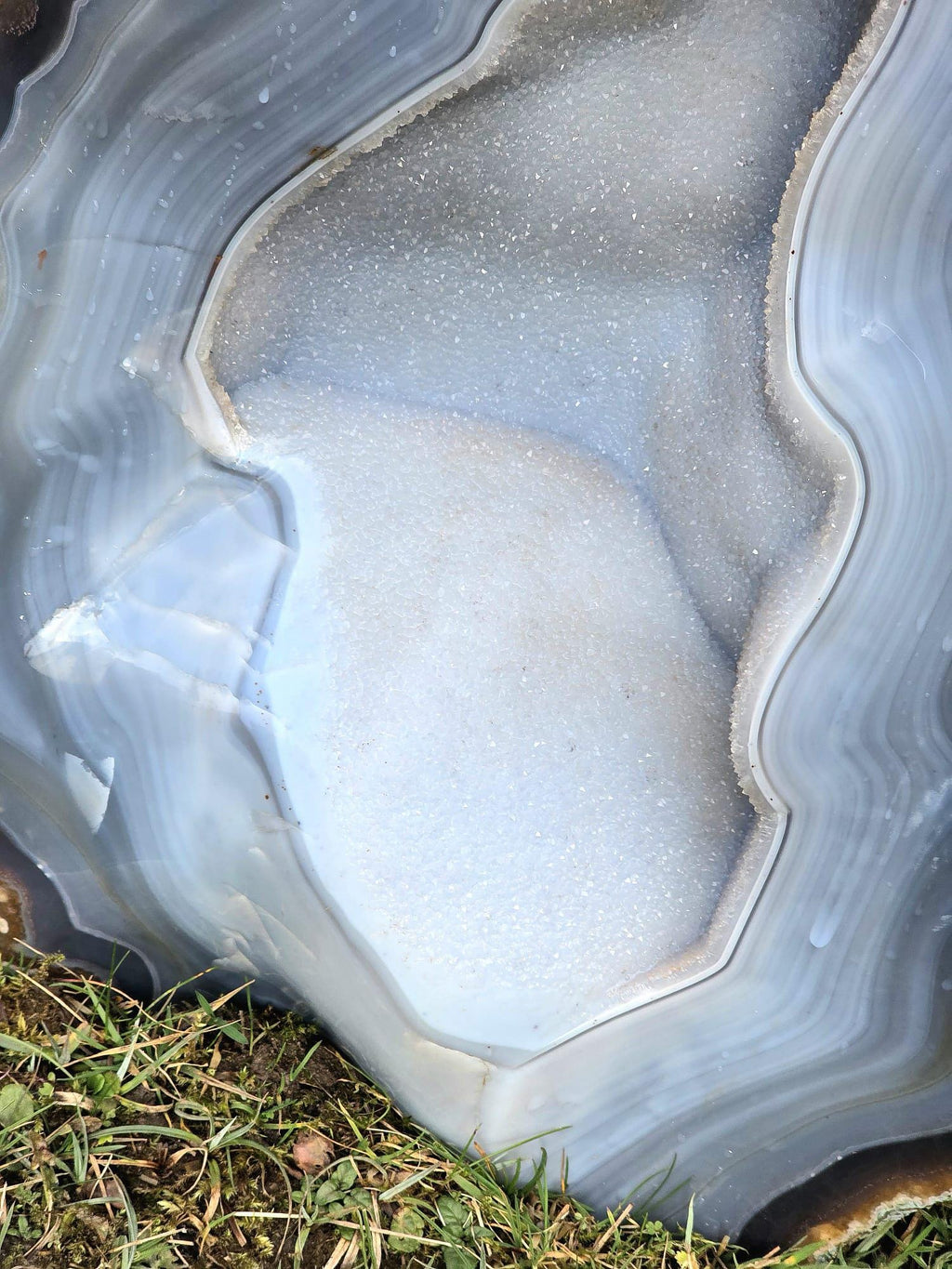 Large Blue Agate Crystal Geode 29.5kg - Polished Natural Madagascar Druze Agate Crystal Display