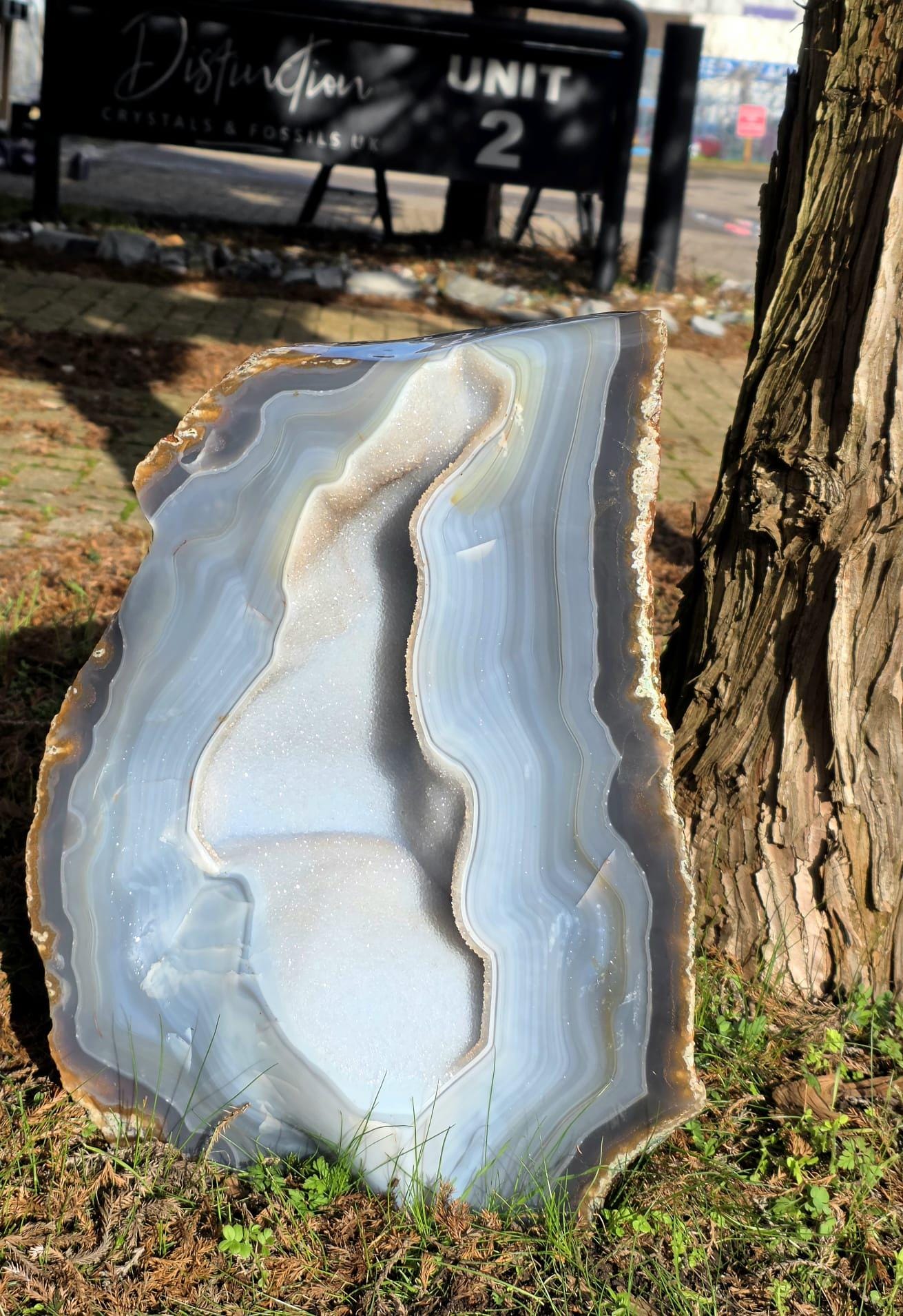 Large Blue Agate Crystal Geode 29.5kg - Polished Natural Madagascar Druze Agate Crystal Display