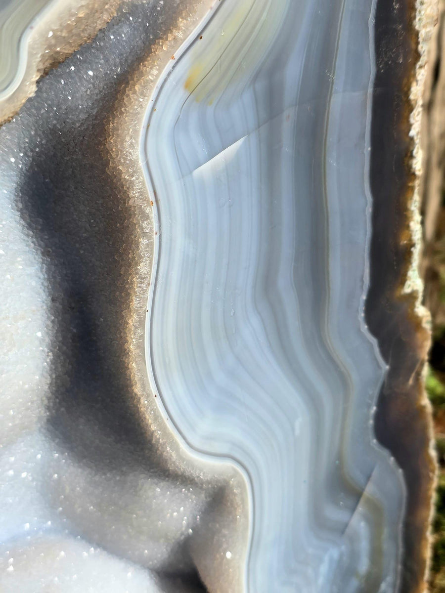 Large Blue Agate Crystal Geode 29.5kg - Polished Natural Madagascar Druze Agate Crystal Display