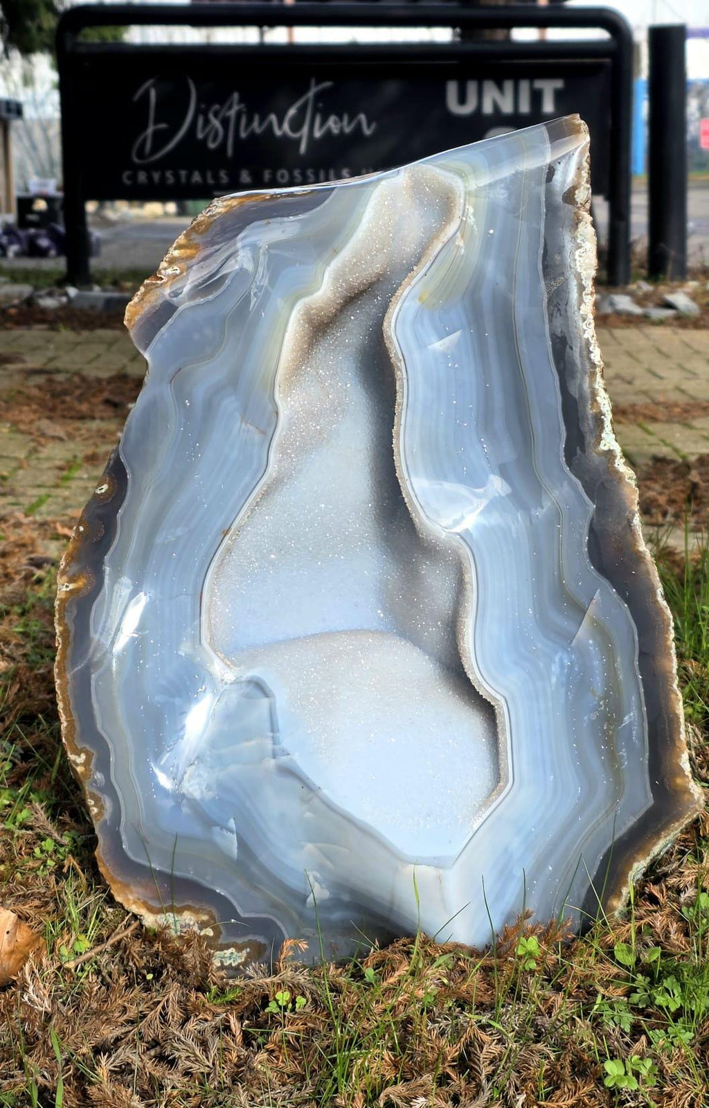 Large Blue Agate Crystal Geode 29.5kg - Polished Natural Madagascar Druze Agate Crystal Display