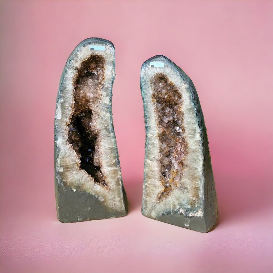 Large Brazilian Amethyst Crystal Church Pair
