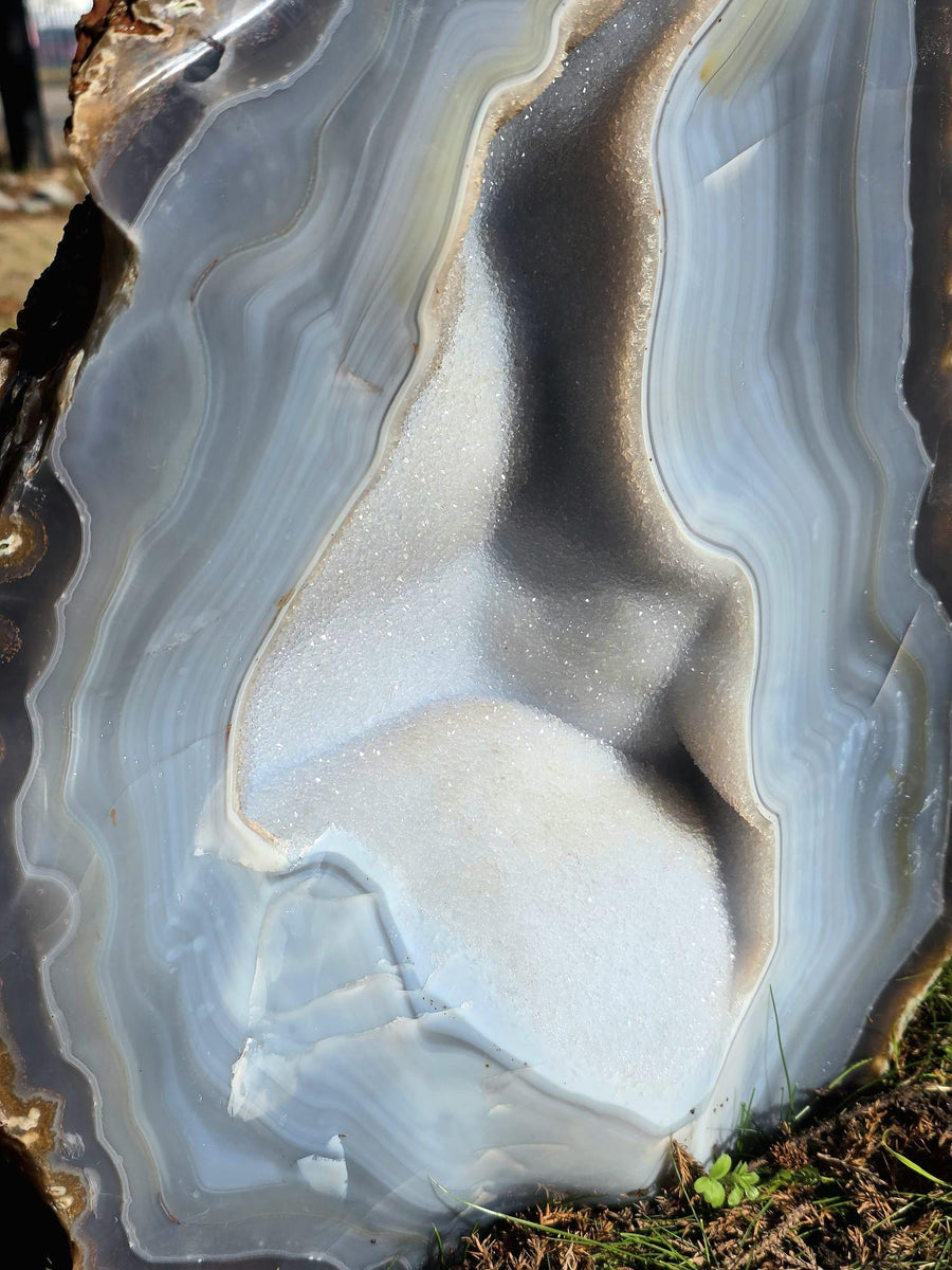 Large Blue Agate Crystal Geode 29.5kg - Polished Natural Madagascar Druze Agate Crystal Display