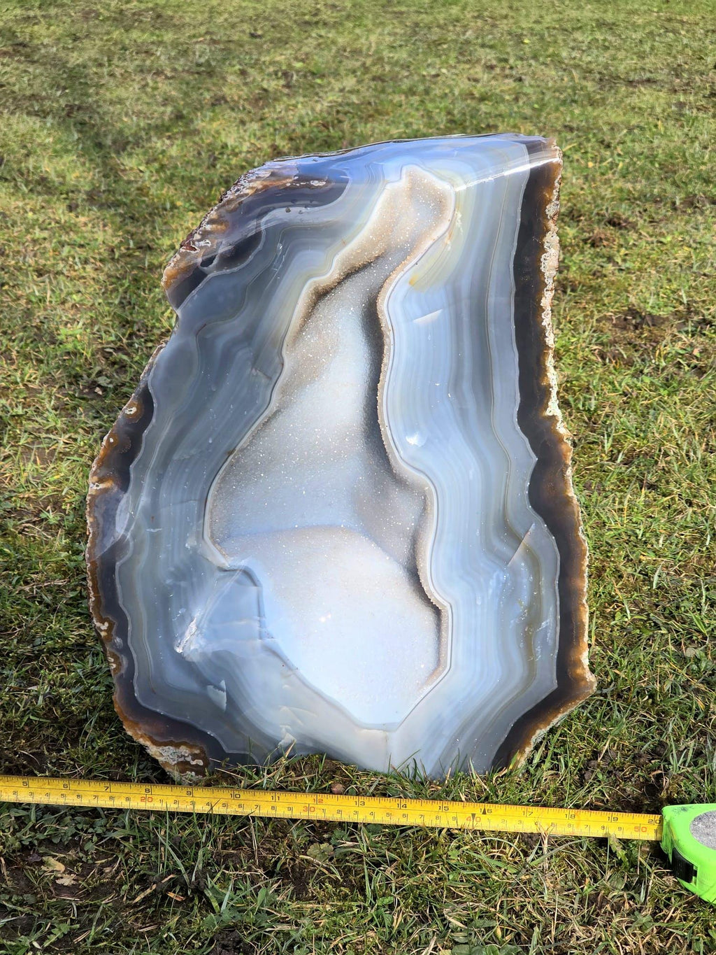 Large Blue Agate Crystal Geode 29.5kg - Polished Natural Madagascar Druze Agate Crystal Display