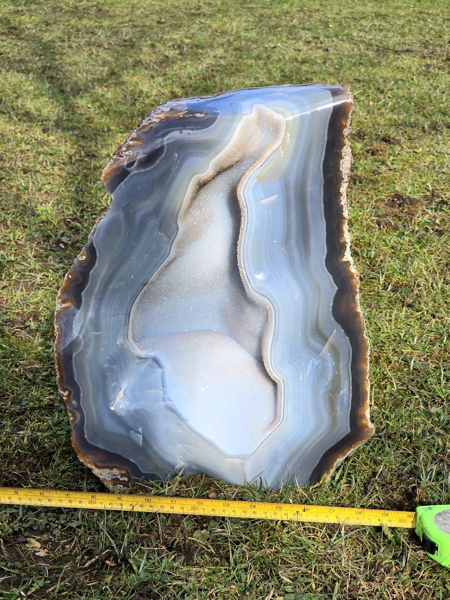 Large Blue Agate Crystal Geode 29.5kg - Polished Natural Madagascar Druze Agate Crystal Display